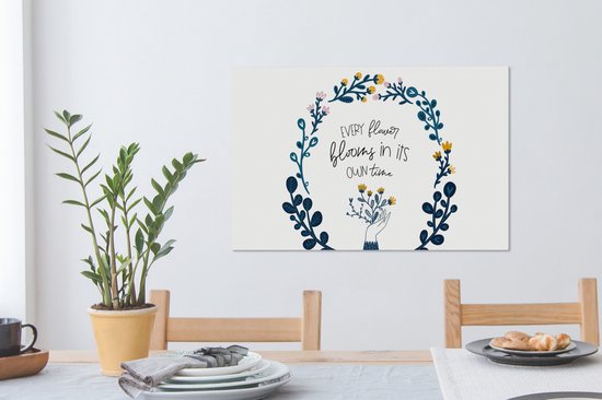 Peinture sur toile Chaque fleur fleurit en son temps - Proverbes - Citations - 60x40 cm - Décoration murale