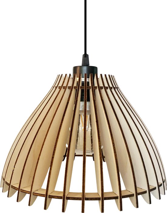 Landelijke hanglamp - UMBRELLA - naturel hout - design - eetkamer -woonkamer -