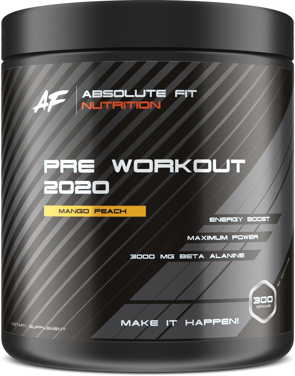 Pre Workout 2020 - Mango Peach - Mango Perzik - 30 servings - Pre-Workout - L-Citrulline - Beta-Alanine - Taurine - Caffeine - Energy Drink Sport Supplement - Poeder