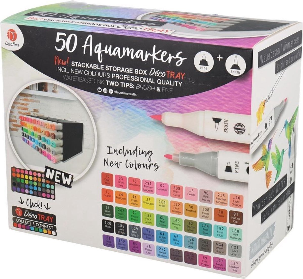 Decotime Aquamarkers 50 stuks 50 Twinmarkers 50 Waterverstiften