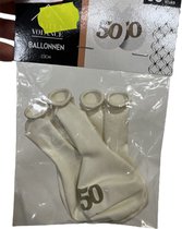 Ballonnen met cijfers "50" - Wit / Goud - Rubber - 23 cm - 6 stuks - Ballon - Sarah - Abraham - 50 jaar - Verjaardag