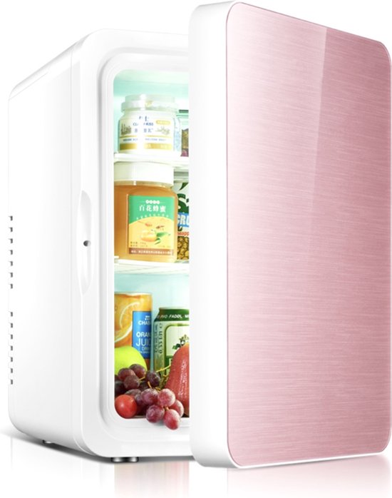 Luxe Mini Koelkast - 10 Liter - Roze Glazen Deur - Labirent® - Mini Beauty Fridge (Skincare, Medicijnen, Eten, Drinken) Modern