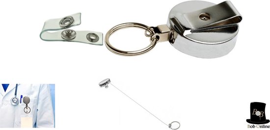 Durable Retractable Key Reel - Recoil Keyring with Clip 80cm Length