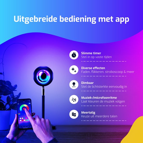 Slimme Zonsondergang Projectorlamp - RGB LED Nachtlamp met App en