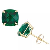 Fate Jewellery oorbellen FJ238 - Smaragd - 925 zilver - Goud verguld - Oorknoppen