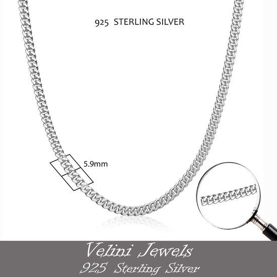 Velini Cubaanse halsketting-925 Zilver met anker slot