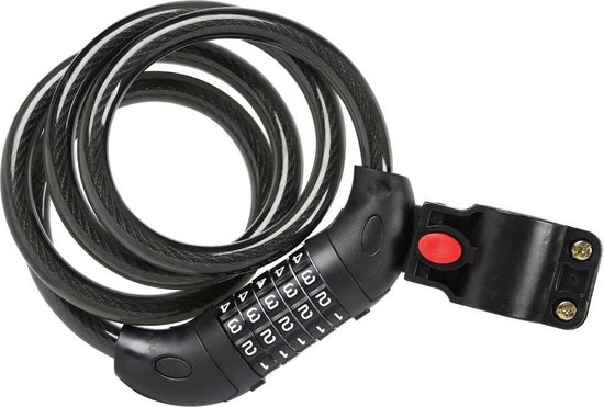 NextSeal E-scooterslot, 12MM Dubbele Slotkop Kabelslot, Combinatiefietsslot met 5-Cijferige, Draagbaar, Antidiefstal Fietsslot voor Fiets, Scooter, Motorfietsen, 105CM (Zwart