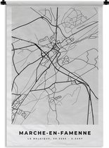 Wandkleed - Wanddoek - Stadskaart – Plattegrond – België – Zwart Wit – Marche en Famenne – Kaart - 90x135 cm - Wandtapijt
