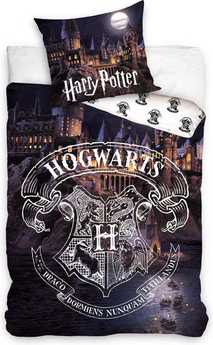 Harry Potter Hogwarts By Night Dekbedovertrek - Eenpersoons - 140x200 cm - Multi - Harry Potter