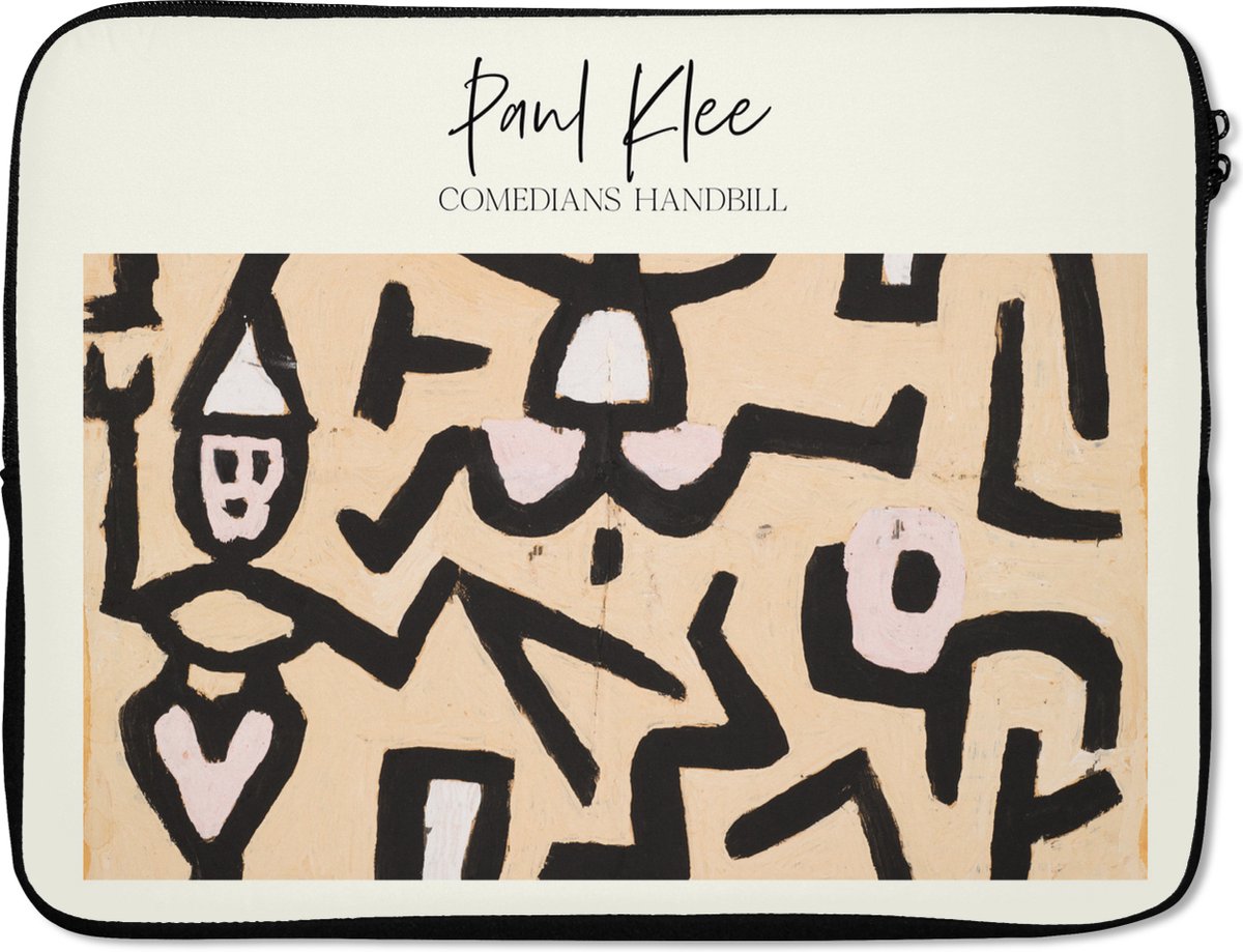 Laptophoes 15.6 inch - Comedians handbill - Paul Klee - Oude meesters - Laptop sleeve - Binnenmaat 37x26 cm - Zwarte achterkant
