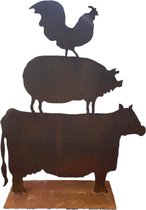 Coq, Cochon, Vache sur pied - Rouille.