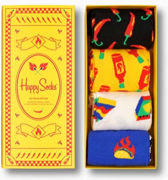 Happy Socks - Hot Box Gift Set - 4-pack - Unisex - Maat 36-40