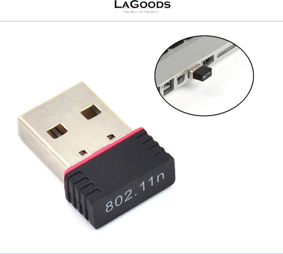 LaGoods Wifi Adapter USB - Wifi Dongle - 300Mbps - Zwart