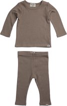 BAKIMO Baby & Kids Loungewear - Biologisch Bamboe Katoen - Ribstof set broek en trui - Silver Sage / Groen Grijs - 86/92