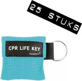 25x Pack Hospitrix Kiss of Life Sleutelhanger Lichtblauw- 5cm - CPR Masker met Wegwerp Beademingsmasker