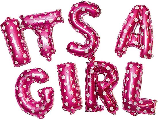 Its a girl ballonnen set - babyshower - kraamcadeau - ballonnen geboorte meisje - 40cm hoog - 8 letters