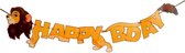 Slinger "Happy Birthday" Leeuw - Oranje / Bruin - Karton - 500 cm - Feestdecoratie - Dierenfeest - Dieren - Slinger - Vlaggenlijn - Party