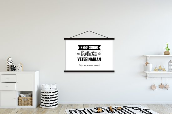 Porte-affiche avec affiche - Affiche scolaire - Citation - Vétérinaire - Student - 150x100 cm - Lattes noires