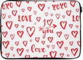 Laptophoes 13 inch - Love - Liefde - Liefdes cadeau - Laptop sleeve - Binnenmaat 32x22,5 cm - Zwarte achterkant