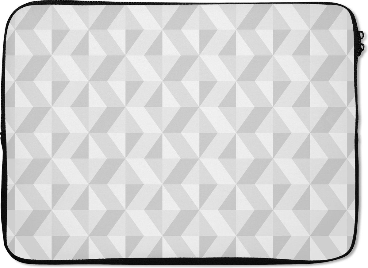 Laptophoes 14 inch - Zigzag - Grijs - Patronen - Geometrie - Laptop sleeve - Binnenmaat 33x23 cm - Zwarte achterkant