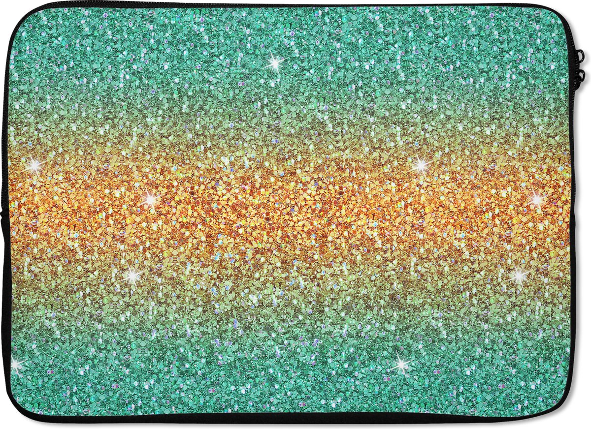 Laptophoes 14 inch - Schorpioen - Ombre - Edelstenen - Patronen - Laptop sleeve - Binnenmaat 33x23 cm - Zwarte achterkant