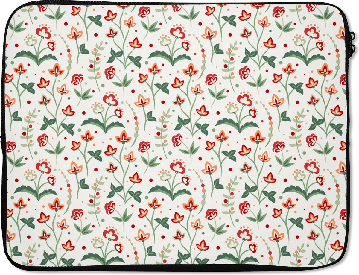 Laptophoes 17 inch - Zomer - Bloemen - Patronen - Laptop sleeve - Binnenmaat 41x28 cm - Zwarte achterkant