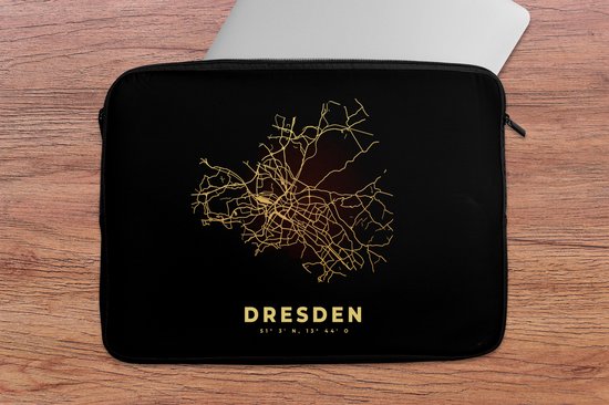 Housse pour ordinateur portable 13 pouces - Dresde - Or - Plan de la ville - Carte - Carte - Housse pour ordinateur portable