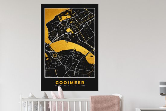 Stickers Stickers muraux - Carte - Carte - Plan de la ville - Pays- Nederland - Gooimeer - 80x120 cm - Feuille adhésive