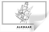 Muurstickers - Sticker Folie - Nederland – Alkmaar – Stadskaart – Kaart – Zwart Wit – Plattegrond - 90x60 cm - Plakfolie - Muurstickers Kinderkamer - Zelfklevend Behang - Zelfklevend behangpapier - Stickerfolie
