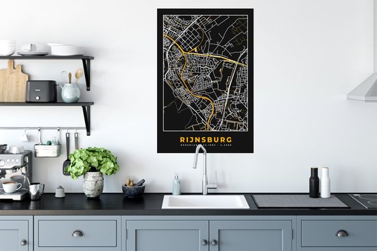 Stickers muraux - Film autocollant - Rijnsburg - Or - Carte - Carte - Plan de la ville - 60x90 cm - Film adhésif - Stickers muraux Chambre d'enfant - Papier peint autocollant