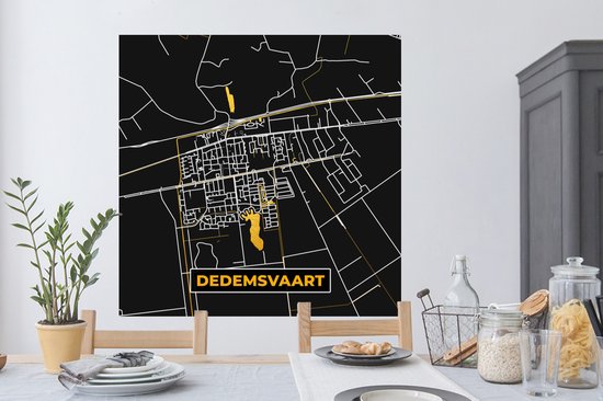 Stickers muraux - Dedemsvaart - Black and Gold et Or - Plan de la ville - Carte - Plan d'étage - 120x120 cm - Feuille adhésive XXL