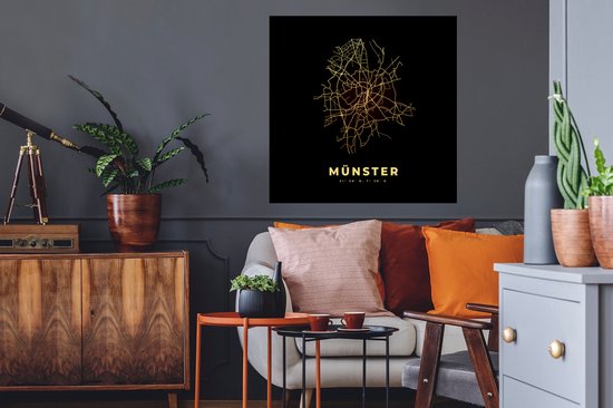 Stickers Stickers muraux - Or - Münster - Carte - Plan de la ville - Plan d'étage - 80x80 cm - Feuille adhésive