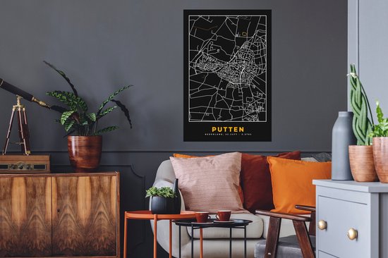 Stickers muraux - Puits - Plan de la ville - Black and Gold et Or - Carte - Carte - 60x90 cm - Feuille adhésive