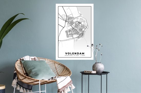 Stickers muraux - Carte - Volendam - 40x60 cm - Feuille adhésive - Plan de la ville