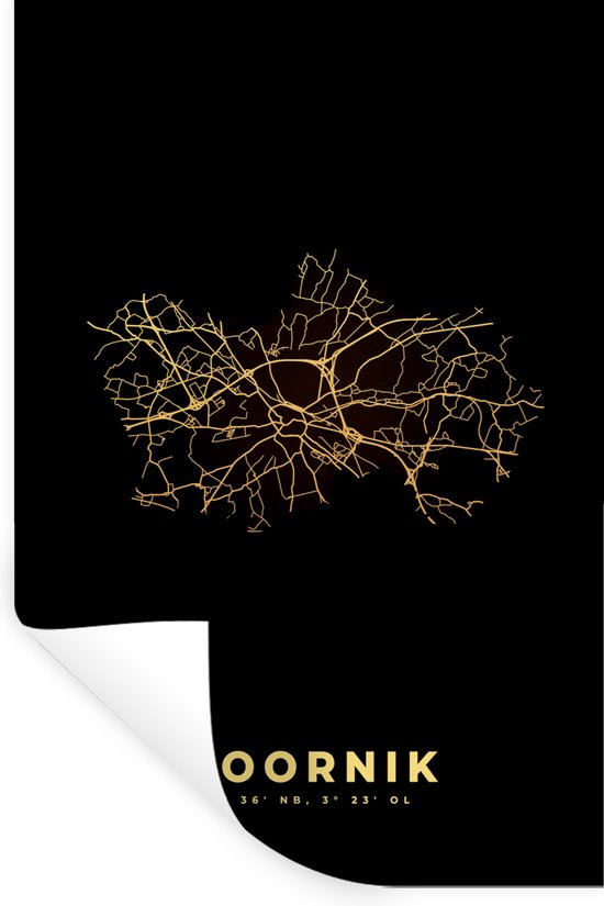 Stickers Stickers muraux - Plan de la ville - België - Or - Carte - Carte - Tournai - 40x60 cm - Film adhésif