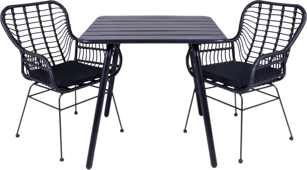 MaximaVida tuinset Delhi zwart 80 cm - 1 tafel met 2 stoelen
