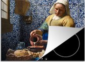KitchenYeah® Inductie beschermer 60x52 cm - Melkmeisje - Delfts Blauw - Vermeer - Schilderij - Oude meesters - Kookplaataccessoires - Afdekplaat voor kookplaat - Inductiebeschermer - Inductiemat - Inductieplaat mat