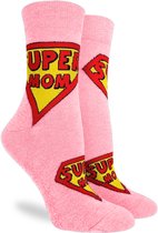 Malinsi - SuperMom - Grappige sokken - One Size - Roze - Cadeau voor haar - Huissokken - Moederdag - Verjaardag - Superman - Geschenk Moeder - Mama - Vrouw