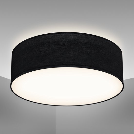 Hardheid tolerantie Economisch B.K.Licht Design plafondlamp - E27 - IP20 - metaal / stof - Ø 300 mm -  lampenkap zwart | bol.com