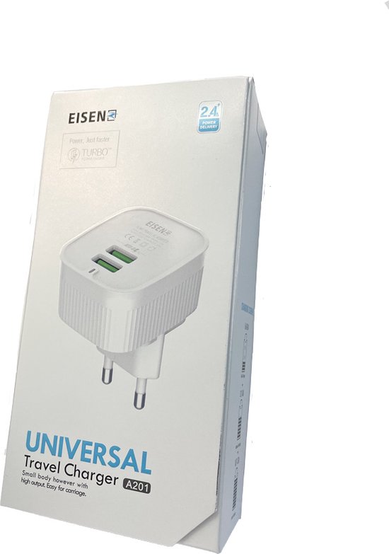 Eisenz A201 oplader met Micro naar USB Kabel - Microusb - lader - adapter - 1M - 2.4A - Wit