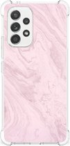 Smartphone hoesje Geschikt voor Samsung Galaxy A53 5G Telefoonhoesje met tekst met transparante rand Marble Pink