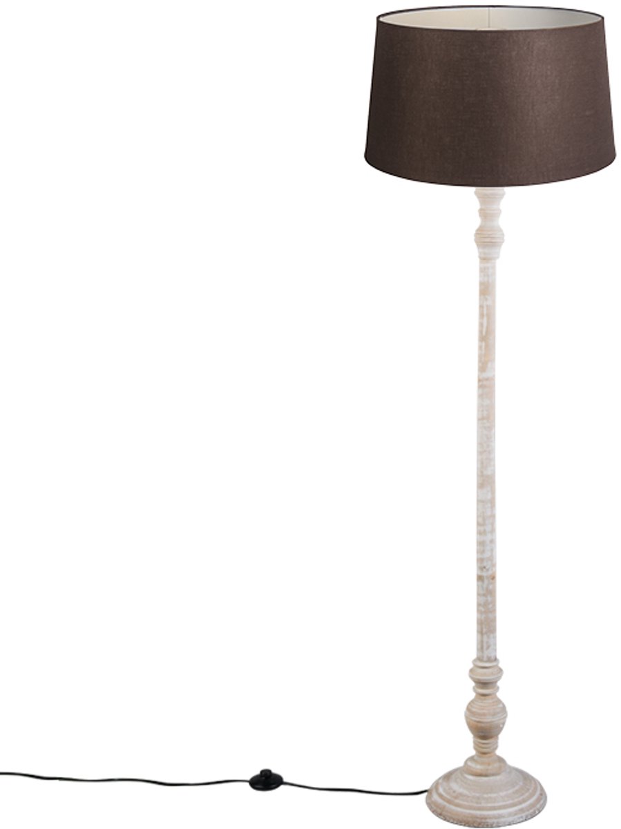 QAZQA classico - Klassieke Vloerlamp | Staande Lamp met kap - 1 lichts - H 1550 mm - Grijs - Woonkamer | Slaapkamer | Keuken