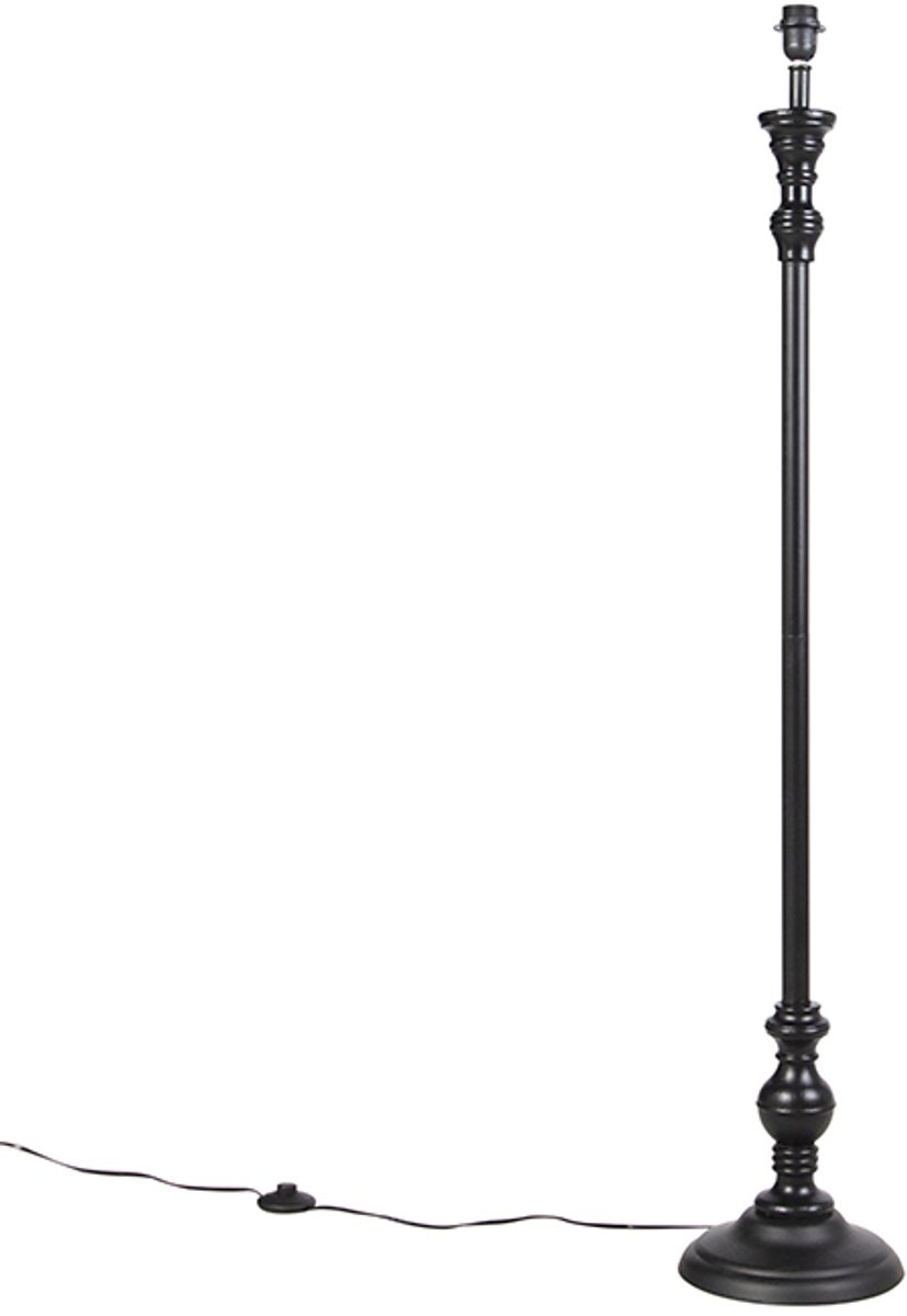 QAZQA classico - Klassieke Vloerlamp | Staande Lamp - 1 lichts - H 1380 mm - Zwart - Woonkamer | Slaapkamer | Keuken