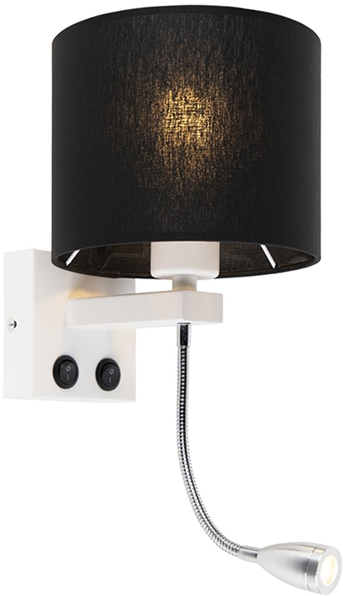 Qazqa moderne wandlamp - Brescia Combi - zwart, rond, max. 60W, geschikt voor led, 2-lichts, 42cm, ideaal als keuken, slaapkamer en woonkamer lamp