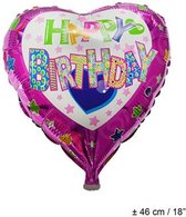 Folieballon Happy Birthday hart – 46 cm.