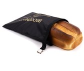 BROODNODIG®️ Herbruikbare Broodzak (44x30cm) – 100% RPET – Broodzakken Voor Zelfgebakken Brood – Broodtrommel – Thuisbakker - Diepvrieszak - Brooddoos – Zwart