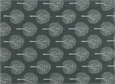 Set de Krumble - Motif arbre - Napperons de table - Dessous de Assiettes - Protège-table - Accessoires de table de table - Rectangle - Katoen - Anthracite avec beige - 30 x 40 cm (Lxl)