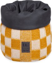 Knit Factory Gebreide Mand - Keuken Opbergmand - Plantenmand Block - Ecru/Oker - 25 cm