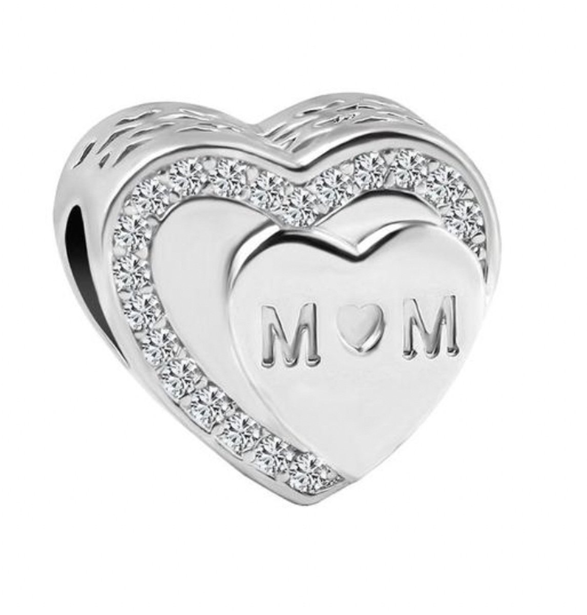 Zilveren Bedel moederdag - Mom Bedeltje - Sterling zilver 925 - Moederdag Cadeau Tip - Past op je Pandora armband - Estacks