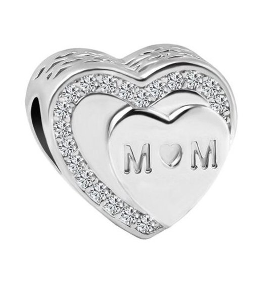 Zilveren Bedel moederdag - Mom Bedeltje - Sterling zilver 925 - Moederdag Cadeau Tip - Past op je Pandora armband - Estacks
